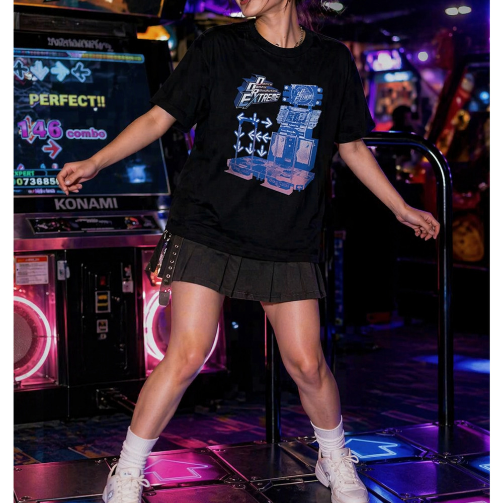 Hot Topic Dance Dance Revolution Extreme T-Shirt Unisex Size XS Black Cotton DDR